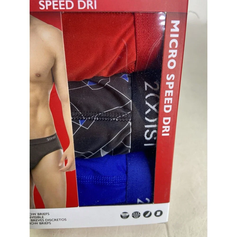 2xist Micro Speed Dri 3 Pack No Show Briefs Underwear Multicolor Mens Size XL